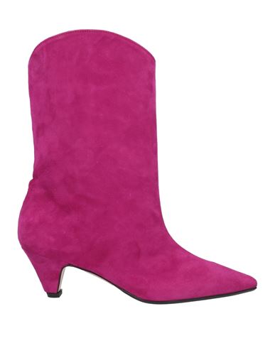 Anna F . Woman Ankle Boots Fuchsia Size 11 Soft Leather In Pink