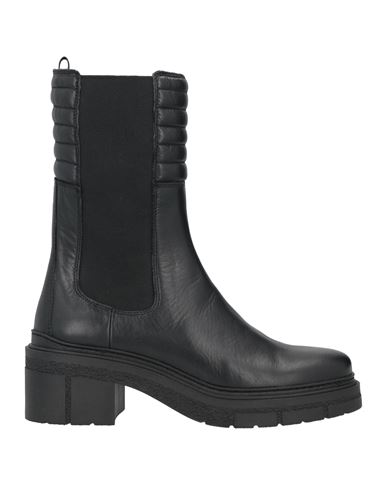 Unisa Woman Ankle Boots Black Size 10 Soft Leather, Textile Fibers