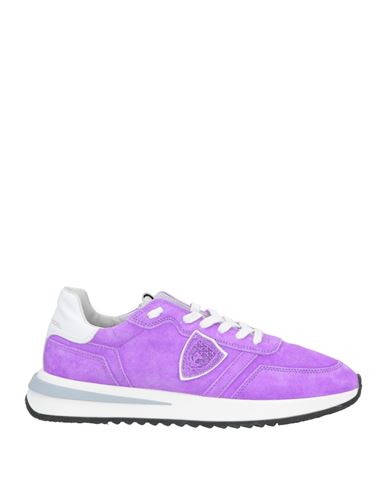 Philippe Model Woman Sneakers Purple Size 8 Soft Leather, Textile Fibers