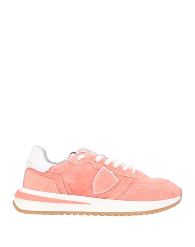 Philippe Model Woman Sneakers Salmon Pink Size 7 Leather, Textile Fibers In Salmon Pink