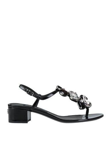 Dolce & Gabbana Woman Thong Sandal Black Size 7 Soft Leather In Black