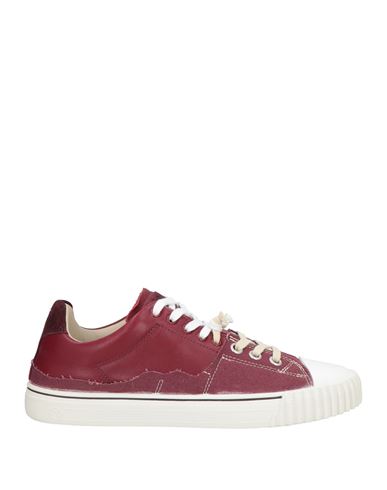 Maison Margiela Man Sneakers Burgundy Size 9 Soft Leather, Textile Fibers In Red
