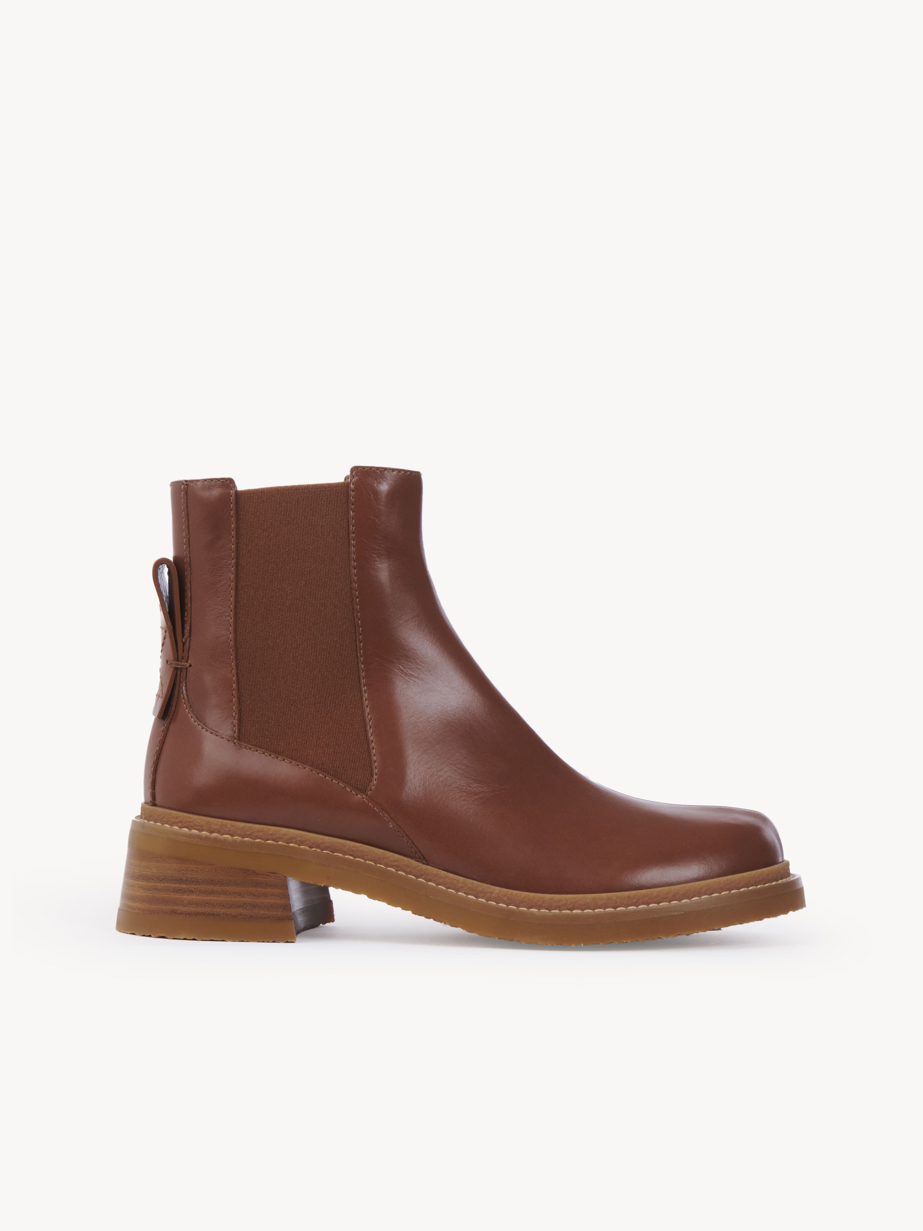 SEE BY CHLOÉ BONNI FLAT CHELSEA BOOT BROWN SIZE 9.5 82% CALF-SKIN LEATHER, 18% SYNTHETIC FIBERS