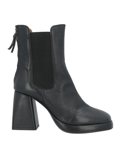 Emanuélle Vee Woman Ankle Boots Black Size 6 Soft Leather, Textile Fibers