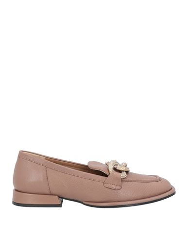 Emanuélle Vee Woman Loafers Light Brown Size 6 Soft Leather In Beige