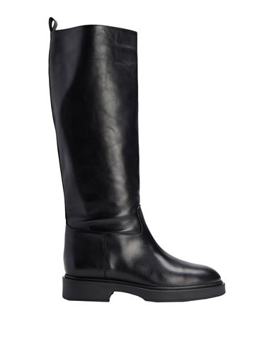 8 By Yoox Leather Almond-toe High Boot[-] Woman Boot Black Size 8 Calfskin