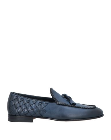 Santoni Man Loafers Navy Blue Size 11 Soft Leather