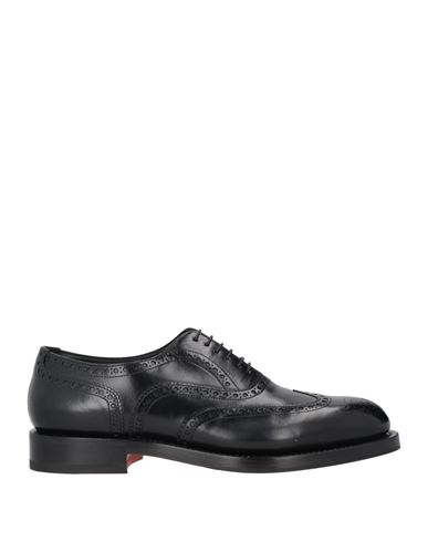 Santoni Man Lace-up Shoes Black Size 11.5 Soft Leather