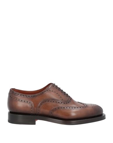 Santoni Man Lace-up Shoes Dark Brown Size 11 Soft Leather