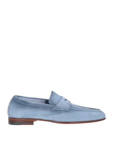 Santoni Man Loafers Light Blue Size 10.5 Soft Leather