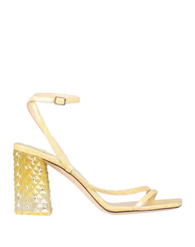Shop Jimmy Choo Woman Sandals Yellow Size 7.5 Soft Leather
