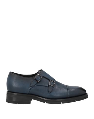 Santoni Man Loafers Navy Size 9 Soft Leather In Navy