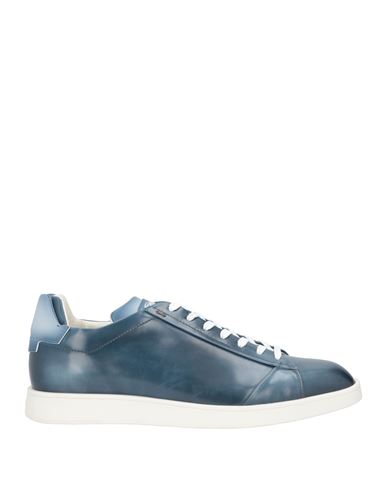 Santoni Man Sneakers Navy Blue Size 12.5 Soft Leather