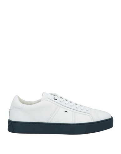 Santoni Man Sneakers White Size 12 Soft Leather
