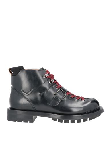 Santoni Man Ankle Boots Black Size 8.5 Leather, Textile Fibers