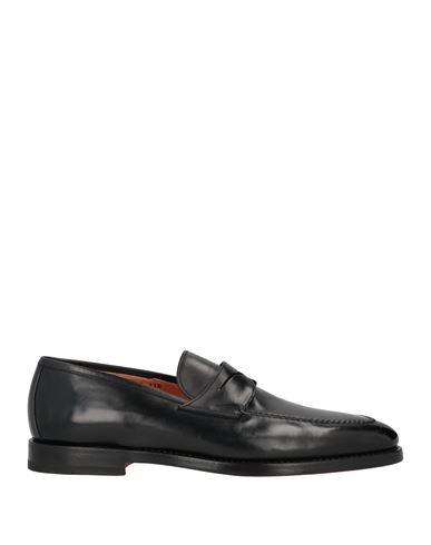 Santoni Man Loafers Black Size 12 Soft Leather