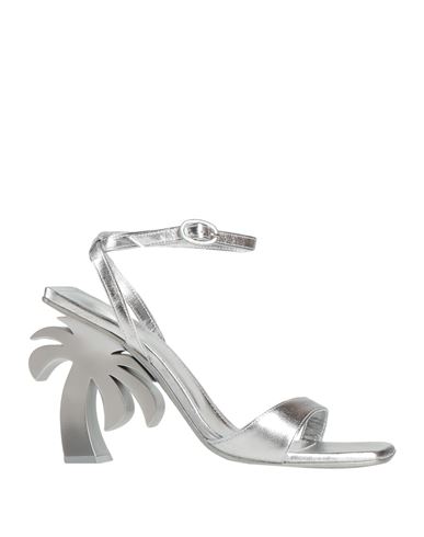 Palm Angels Woman Sandals Silver Size 11 Soft Leather