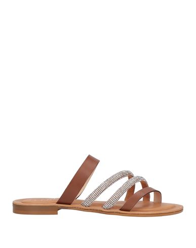 Cécile Woman Thong Sandal Tan Size 11 Cowhide In Brown