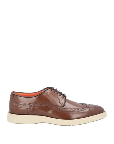 Santoni Man Lace-up Shoes Brown Size 11 Textile Fibers