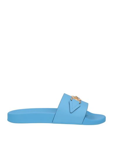 Versace Man Sandals Azure Size 9 Calfskin In Blue