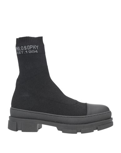 Philosophy Di Lorenzo Serafini Woman Ankle Boots Black Size 11 Textile Fibers, Soft Leather