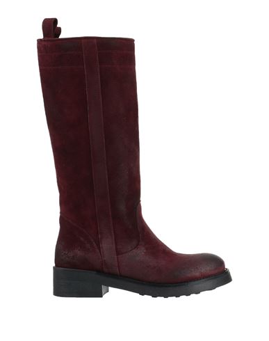 Lace-up Woman Knee Boots Burgundy Size 8 Soft Leather In Red