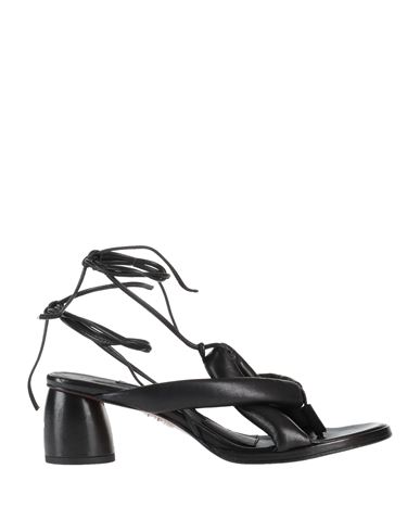 Malloni Woman Toe Strap Sandals Black Size 11 Soft Leather