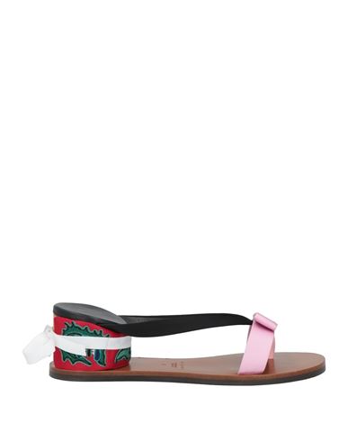 Marni Woman Thong Sandal Pink Size 7 Soft Leather, Textile Fibers