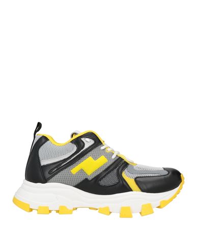 Cinzia Araia Man Sneakers Yellow Size 7 Soft Leather, Textile Fibers