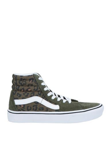 Vans Woman Sneakers Military Green Size 8 Soft Leather, Textile Fibers