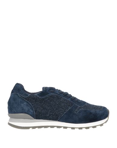 Andrea Ventura Firenze Man Sneakers Blue Size 11 Soft Leather, Textile Fibers