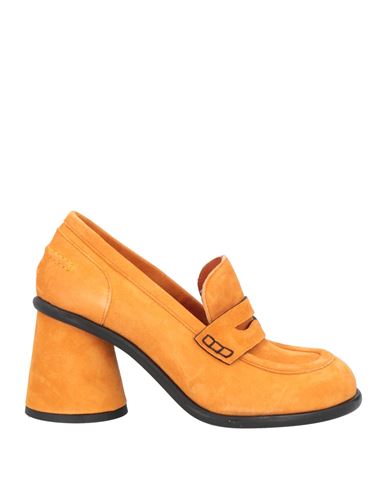 Giampaolo Viozzi Woman Loafers Orange Size 6 Soft Leather
