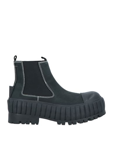 Mm6 Maison Margiela Woman Ankle Boots Black Size 11 Soft Leather, Textile Fibers