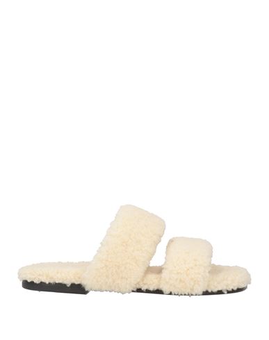 Shop Saint Laurent Woman Sandals Ivory Size 8 Shearling In White