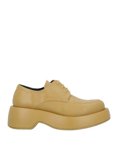 Paloma Barceló Woman Lace-up Shoes Ocher Size 10 Soft Leather In Yellow