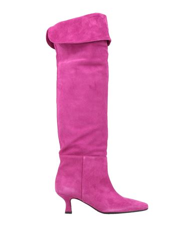 Anna F . Woman Knee Boots Fuchsia Size 10 Soft Leather In Pink