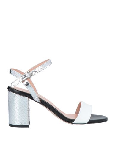 Shop Paolo Mattei Woman Sandals Silver Size 8 Soft Leather