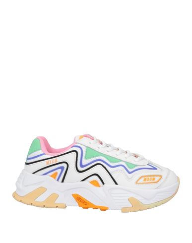 MSGM MSGM WOMAN SNEAKERS WHITE SIZE 6 TEXTILE FIBERS, SOFT LEATHER