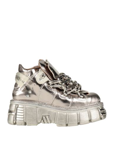 New Rock Woman Sneakers Silver Size 11 Bovine Leather