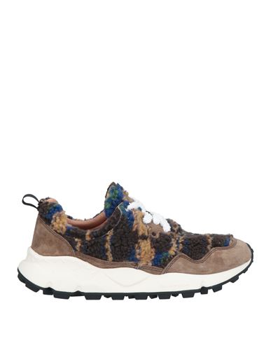 FLOWER MOUNTAIN FLOWER MOUNTAIN WOMAN SNEAKERS BROWN SIZE - SOFT LEATHER, TEXTILE FIBERS