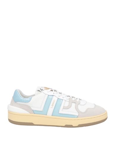 Lanvin Woman Sneakers Sky Blue Size 7 Calfskin, Polyester In White