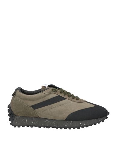 Doucal's Man Sneakers Military Green Size 7.5 Soft Leather, Textile Fibers