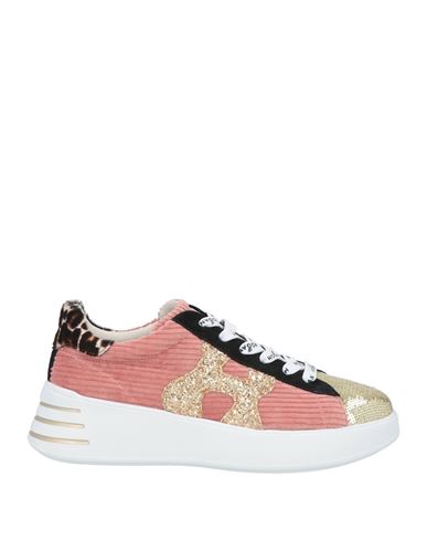 Hogan Woman Sneakers Gold Size 7 Textile Fibers, Leather