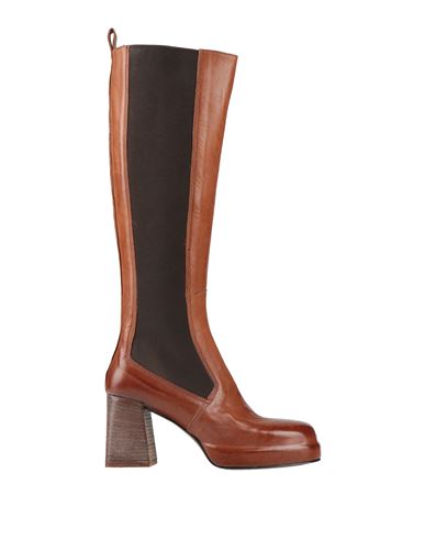Moma Woman Knee Boots Tan Size 10.5 Soft Leather In Brown