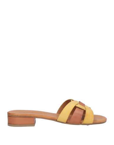 Kristelle Woman Sandals Ocher Size 10 Calfskin In Yellow