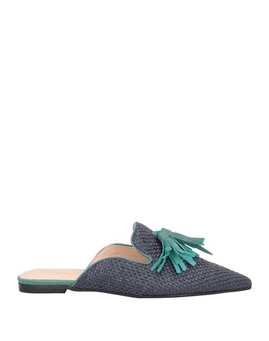 Giulia Neri Woman Mules & Clogs Sage Green Size 7 Textile Fibers In Navy Blue