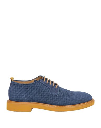 Cafènoir Man Lace-up Shoes Blue Size 7 Soft Leather, Textile Fibers