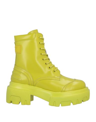 Msgm Woman Ankle Boots Acid Green Size 10 Soft Leather