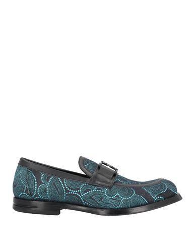 Giovanni Conti Man Loafers Blue Size 8 Textile Fibers, Soft Leather