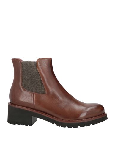 Calpierre Woman Ankle Boots Brown Size 10 Soft Leather, Textile Fibers